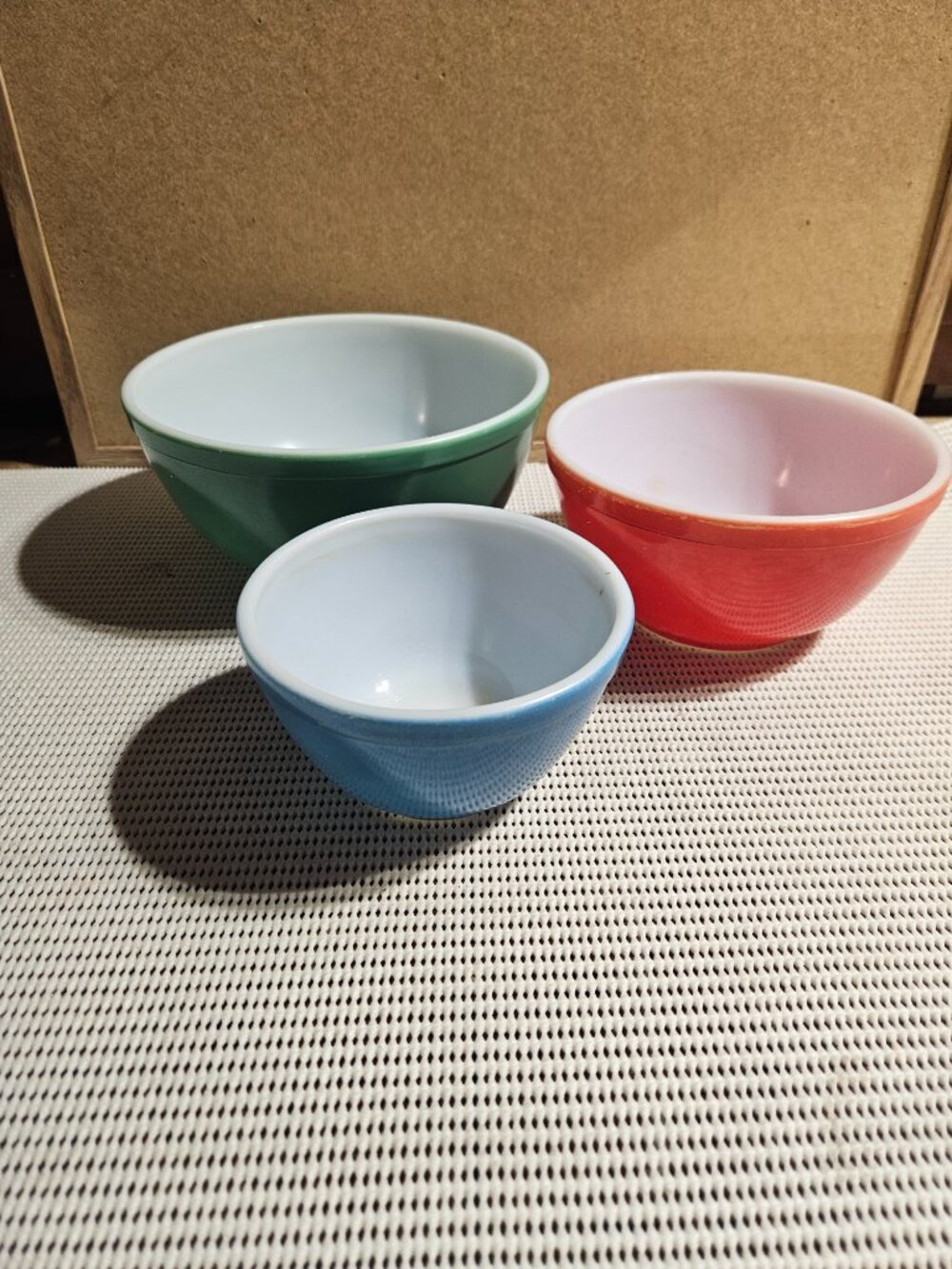 Vintage Pyrex Primary Colors Mixing Bowl Set of Three